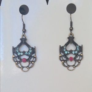 Trendy Boho Chic Jewel Tone & Bronze Earrings